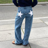 LIZAKOSHT  -  Y2K Vintage Women Fashion Jeans Star Pattern Loose Boyfriend Denim Pants Spring Fall Casual Low Waist Trousers Streetwear